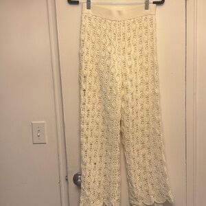 Jonathan Simkhai Cream crochet lined pants